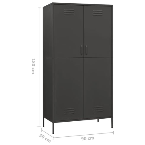 Flores - Wardrobe Anthracite 900 x 500 x 1800 mm Steel